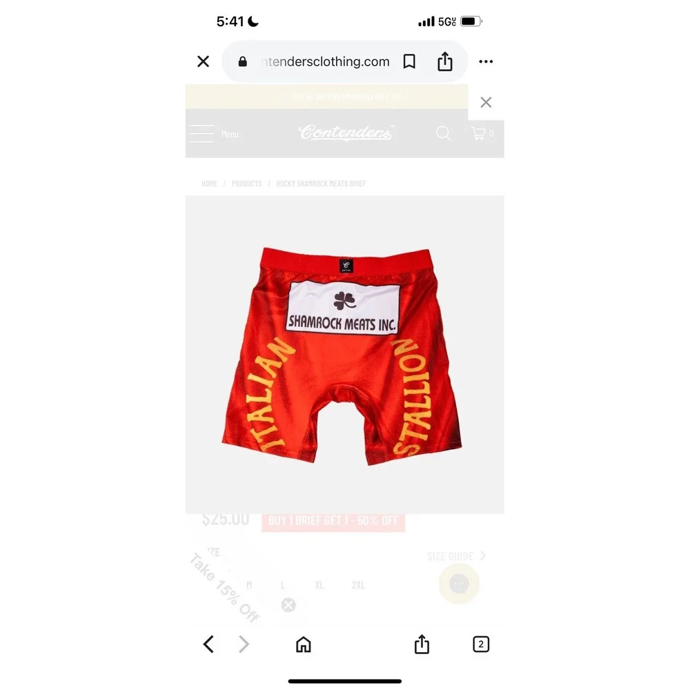 Contenders ROCKY SHAMROCK MEATS BRIEF UNDERWEAR Size XL NWT - Picture 2 of 4